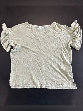 GAP Sage Green Lightweight Ruffle Sleeve Top